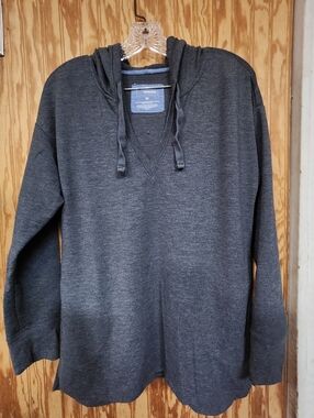 Sonoma Goods for Life Charcoal V-Neck Hoodie Pullovernoma